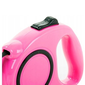 Lesă Retractabilă pentru Câini Roll Leash – Confortabilă, Puternică, 5m, pentru Câini de Până la 15kg, cu Buton de Frână și Blocare Roz - Img 3