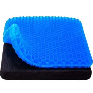 Perna Gel Silicon pentru Scaun ( Albastra ) - Design Dublu Gros cu Structură Tip Fagure, Respirabil, Portabil și Durabil, Ideal pentru Acasă, Birou și Călătorii - Img 1