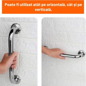 Set 2 x Maner Tip Bara de Sustinere si Siguranta pentru Baie BellFyd®, din Oțel Inoxidabil, Suport pentru Duș și Cadă, Rezistent la Coroziune, Suporta 200 kg - Img 5
