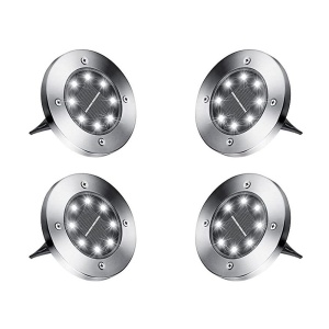 Set 4 Lampi Solare pentru Gradina, Rezistent la apa, Senzor de lumina, Exterior, Otel Inoxidabil