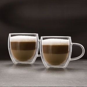 Set de 2 - Cească de Capuccino din Sticlă Borosilicat cu Perete Dublu, Transparentă, 250 ml, Ideală pentru Cafea și Băuturi la Temperaturi Variate - Img 2