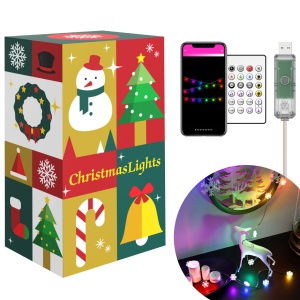 Sir de Lumini Inteligente Fulg de Zăpadă RGBIC, 20 LED-uri, Bluetooth, USB, 2m - Control Prin Aplicație & Telecomandă, Interior/Exterior, 16 Milioane Culori - Img 1