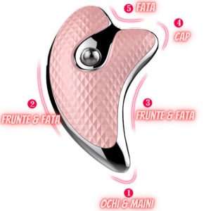 Aparat Pentru Masaj Facial Antirid si Lifting, cu Acumulator, Functie Vibratii si Incalzire Roz