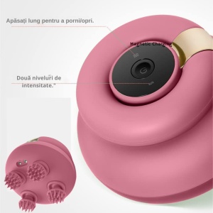 Aparat Profesional pentru Masaj Capilar BellFyd®, cu Acumulator, Rezistent la Apa, cu 84 Noduri Flexibile de Silicon, 4 Capete Rotative, Pentru Relaxare Profunda si Stimulare Scalp si Par, Roz - Img 4