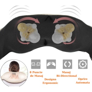 Aparat Profesional pentru masaj cervical, spate, lombara, abdomen si picioare - Shiatsu cu 4 puncte de masaj, Bej