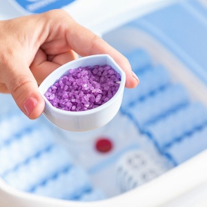 Spa Pliabil pentru Picioare cu Hidromasaj și Role de Masaj - Albastru/Alb, Căldură Infraroșie, Capacitate 10L, Putere 500W, Aromaterapie, Reflexologie