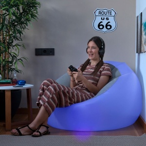 Fotoliul Gonflabil cu Lumină LED: Confort și Ambient Multicolor pentru Interior și Exterior