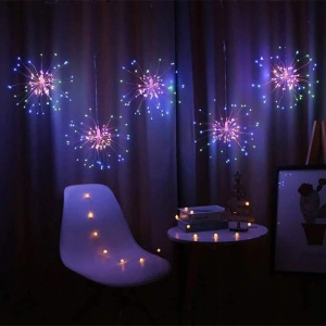 Instalatie De Craciun Tip 5 Focuri De Artificii Decorative, Interconectabila, 500 LED-uri, 8 Moduri De Iluminare, Lungime 5m, Multicolora - Img 2