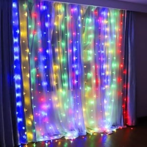 Instalație MULTICOLOR LED, Perdea Decorare Casa si Pom Craciun, Premium, 3m, 6m, 9m, Franjuri 1m, Utilizare Interior și Exterior, Consum Redus - Img 1