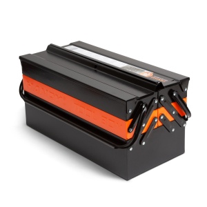 Ladă Metalică pentru Scule Articulată, Rezistentă și Compactă - 430x200x200mm, Negru/Portocaliu, 3 Niveluri, Portabilitate Excelentă - Img 4
