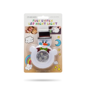 Lampă de Veghe "Om de Zăpadă" cu LED – Soluție Ideală pentru Confort Nocturn Copii, Funcționare pe Baterii AAA, Decorativă, Diametru 10 cm - Img 3