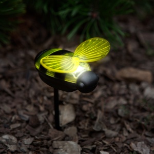 Lumină Solară Decorativă în Formă de Albină - Iluminat LED Alb Rece, Funcționare Solară Eco, Perfectă pentru Grădină și Terasă, 8 x 6,5 x 14 cm - Img 1