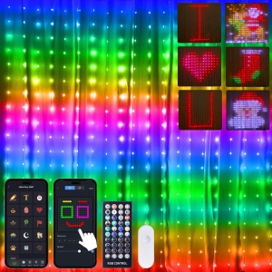 Perdea Luminoasă Inteligentă RGBIC 400 LED-uri, Control Vocal și App, Wi-Fi & Bluetooth, Interior/Exterior, 2x2m - Transformă orice spațiu - Img 1