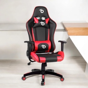 Scaun de gaming ergonomic cu suport lombar și gât, înălțime reglabilă, negru/roșu Puncte cheie: - Img 2