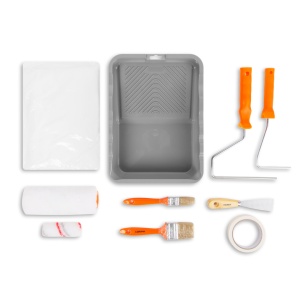 Set Complet de Vopsit și Renovare pentru Acasă - Tavă, Role, Pensule, Spaclu și Banda de Mascare, 10 Piese - Img 1