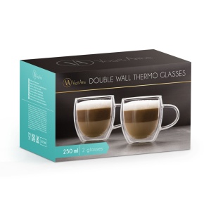 Set de 2 - Cească de Capuccino din Sticlă Borosilicat cu Perete Dublu, Transparentă, 250 ml, Ideală pentru Cafea și Băuturi la Temperaturi Variate - Img 3