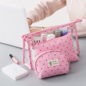 Set de 3 Pungi Cosmetice Impermeabile pentru Călătorie cu Fermoar pentru Doamne - Organizator Modern, Design Transparent, Diverse Dimensiuni, Ideal pentru Deplasări