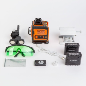 Set Nivela Laser cu Proiecție 3D/360° - 4 Benzi Laser Verzi, Precizie Maximă, Baterie Li-ION, Suport Magnetic și Ochelari cu Lentile Verzi - Img 4