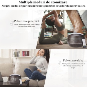 Umidificator Ultrasonic Profesional BBK®, cu Difuzor Pentru Uleiuri Esențiale, 7 Culori Interschimbabile si Telecomanda - Img 8