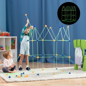 Kit de Construcție Fort 155 Piese Fosforescent - Stimulează Imaginația și Creativitatea Copilului - Img 2