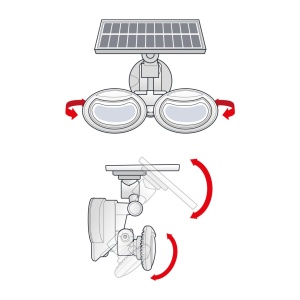 Lampa Proiector de perete cu detector de mișcare, LED COB rotativ, unitate solară, IP65, 500 lumeni - Img 4