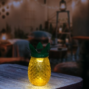 Lampă Solară LED Ananas, Exterior, 170 x Ø 90 mm, Aprindere Automată, Panou Solar, Alb Cald, Rezistentă la Apă - Gradină și Pervaz - Img 1