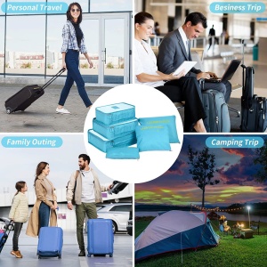 Set 6 Piese Organizator Bagaje Calatorie, Rezistente la Apa - Blue