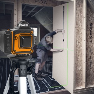 Set Nivela Laser cu Proiecție 3D/360° - 4 Benzi Laser Verzi, Precizie Maximă, Baterie Li-ION, Suport Magnetic și Ochelari cu Lentile Verzi - Img 1