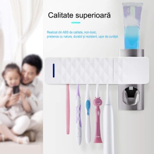Suport si Dozator Pentru Periute si Pasta de Dinti cu Functie de Sterilizare Antibacteriala cu Lumina UV - BellFyd