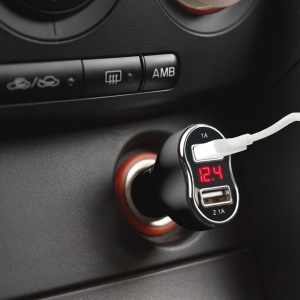 Adaptor de Încărcare Auto MNC cu 2 Porturi USB - Voltmetru și Ampermetru Integrat, Display LED, Compatibilitate Universală, Design Elegant - Negru - Img 2
