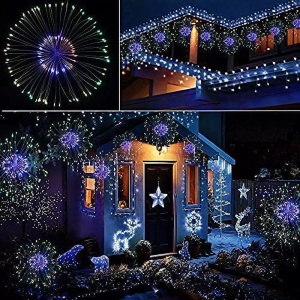 Instalatie De Craciun Tip 5 Focuri De Artificii Decorative, Interconectabila, 500 LED-uri, 8 Moduri De Iluminare, Lungime 5m, Multicolora - Img 4