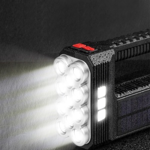 Lanternă Solară LED COB Multifuncțională - 1000 Lumeni, 1200 mAh, MicroUSB, IP55 - Soluție de Iluminat Eficientă și Versatilă Pentru Exterior - Img 2