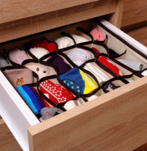 Organizator Bej Pliabil pentru Sertar cu 24 de Compartimente || 34 cm x 30 cm x 10 cm