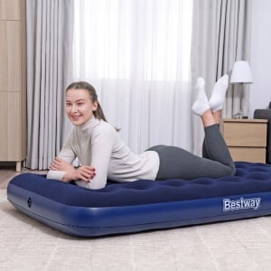 Saltea Gonflabilă Single Velour Albastru 188 x 99 x 22 cm – Confort Maxim, Material Rezistent, Inflație Rapidă, Versatilă - Img 6