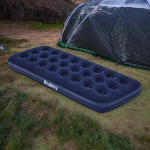 Saltea gonflabilă single velur albastru 185x76x22 cm - Confort maxim, rezistență, inflare rapidă, utilizare versatilă, ideală pentru camping și oaspeți - Img 2