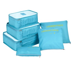Set 6 Piese Organizator Bagaje Calatorie, Rezistente la Apa - Blue