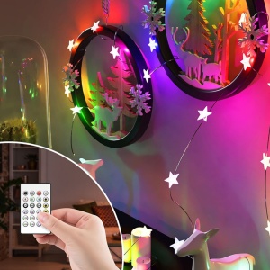 Sir de Lumina Inteligenta LED RGBIC USB, 20 LED-uri, Bluetooth, Control Mobil & Telecomanda, 2m, pentru Interior si Exterior, Efecte Luminoase Personalizabile - Descoperiti Magia Luminii - Img 2