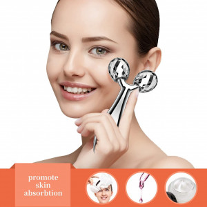 Aparat masaj corporal si facial antirid-lifting, stimulare microcirculație, tip rola, 15 cm, design 3D
