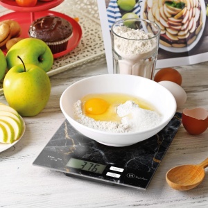 Cântar de Bucătărie Digital Practic și Elegant - Măsură Precisă în 4 Unități, Design Modern cu Capac din Sticlă, Ușor de Curățat, 5 kg Capacitate - Ideal pentru Coacere și Gătit - Img 1
