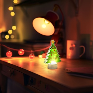 Decor LED - Alb cald - Brad de Crăciun - cu baterii - Img 1