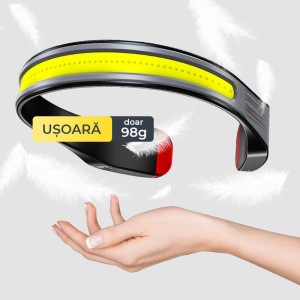 Lanterna de Cap UltraLux - Confort Suprem, 25W LED COB, Reîncărcabilă prin USB-C, Rezistentă la Apă IP65
