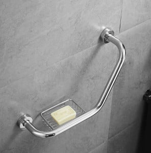 Bara de susținere cu suport pentru săpun din alamă sanitară cromată - Un maner de susținere elegant și practic pentru baia ta