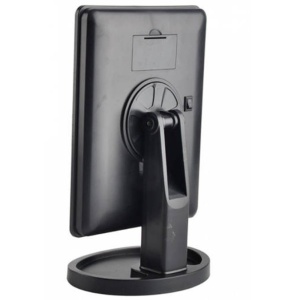 Oglindă cosmetică mare cu iluminare LED cu 16 becuri, comutator tactil și rotire 180°, alimentare cu 4 baterii AA/R6, alb, dimensiuni: 22x17x2cm oglindă, 16x12cm baza, 26.5cm inaltime.