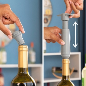 Pompă de Vacuum Profesională pentru Vin cu 4 Dopuri Reutilizabile - Conservare Aromă și Gust până la 7 Zile, Design Compact, Ușor de Utilizat  Descriere Produs: