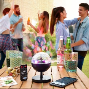 Proiector LED Reîncărcabil cu Difuzor Bluetooth Multicolor, Portabil, cu Rotație 360°, Telecomandă, Slot USB și TF - Ideal pentru Petreceri și Sărbători - Img 7