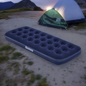 Saltea gonflabilă single velur albastru 185x76x22 cm - Confort maxim, rezistență, inflare rapidă, utilizare versatilă, ideală pentru camping și oaspeți - Img 3