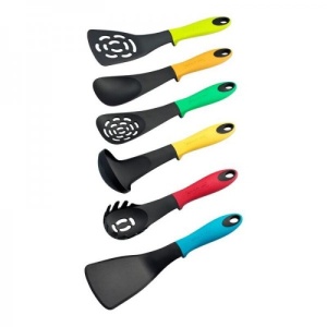 Set de 6 Ustensile de Bucătărie Rezistente la Căldură cu Mânere Ergonomice Colorate – Ideal pentru Oale și Tigăi Antiaderente - Img 2