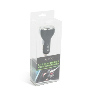 Adaptor de Încărcare Auto MNC cu 2 Porturi USB - Voltmetru și Ampermetru Integrat, Display LED, Compatibilitate Universală, Design Elegant - Negru - Img 3