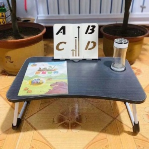 Birou pliabil cu suport pentru cană și tabletă, design ergonomic și durabil - Img 3