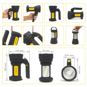 Lampă de Lucru Portabilă cu COB-LED PHENOM - Ultra-Luminosă, Ergonomică, Multifuncțională, cu Durată Lungă de Funcționare și Design Pliabil - Ideală pentru Reparații, Camping și Urgențe, 275+100 Lumeni - Img 4